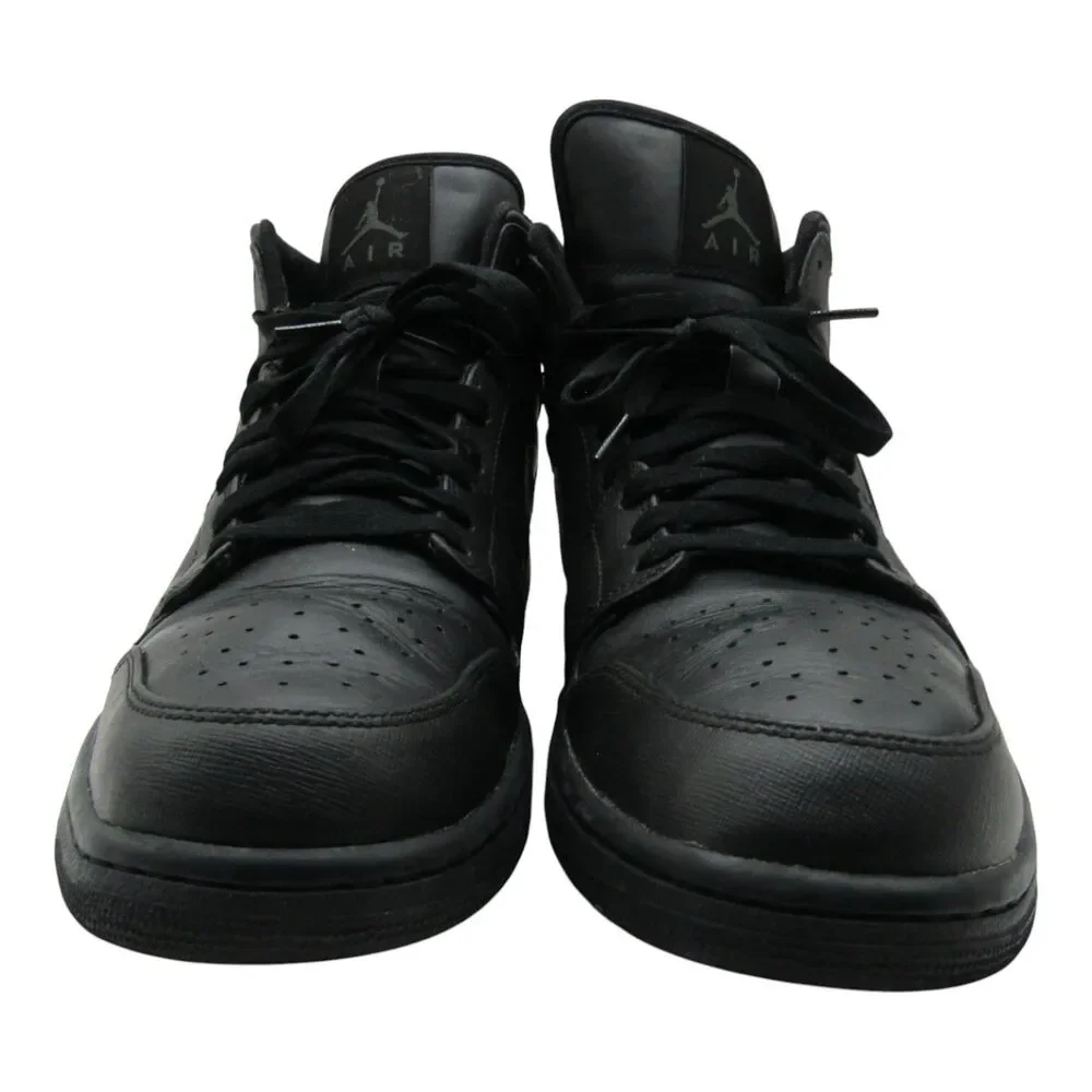 Nike Air Jordan 1 Mid Triple Black 554724-010 Men's Shoes Size 13